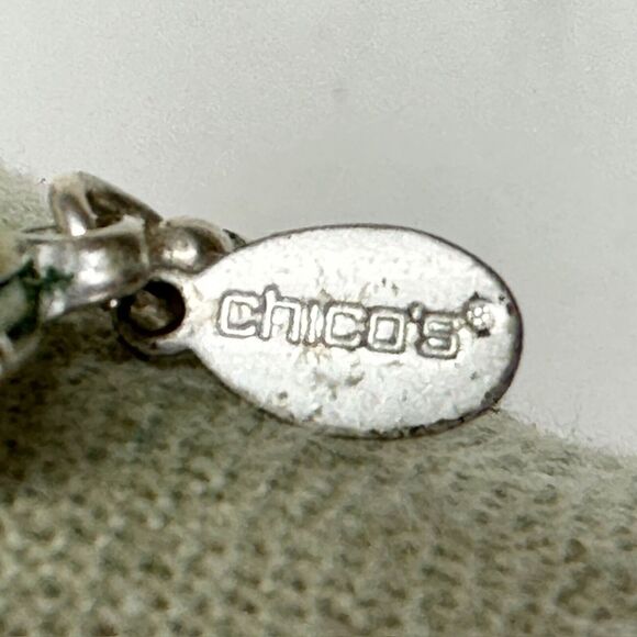 Chico's Double Strand Cord Square Striped Silver Tone Pendant ✨ - Picture 7 of 15